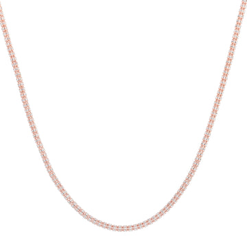 14K Rose Gold Two-Tone 3.3mm Fancy 18 Ice Chain with Lobster Clasp